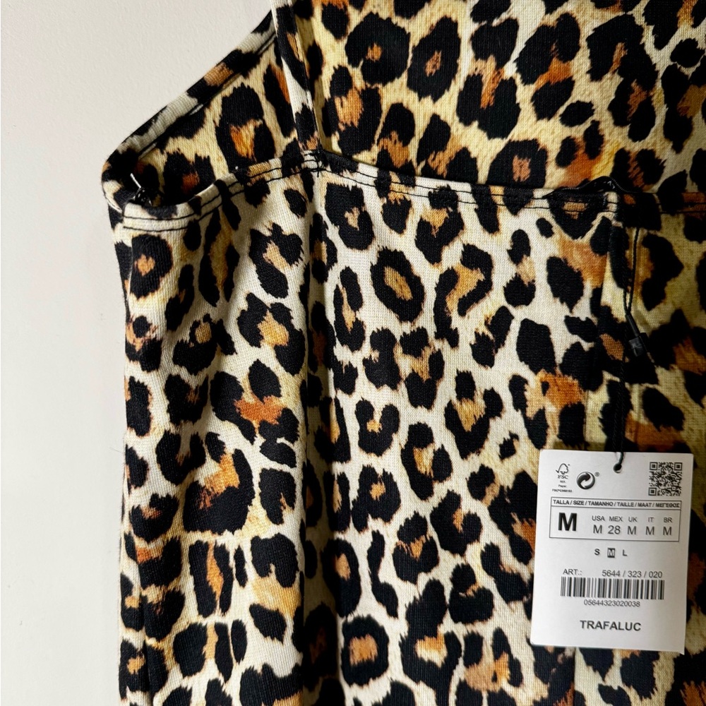 ZARA Trafaluc | Leopard Print Spaghetti Strap Dress Mini Size Medium - Picture 4 of 4